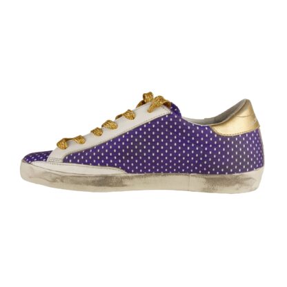 Golden Goose - Purple Mesh Glitter Sneakers with Golden Accents