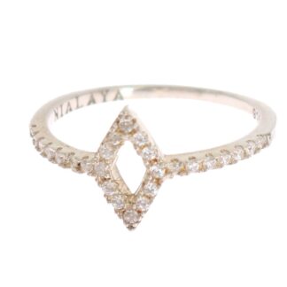 Nialaya - Elegant Silver CZ Crystal Encrusted Ring