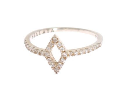 Nialaya - Elegant Silver CZ Crystal Studded Ring