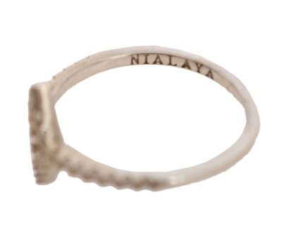 Nialaya - Elegant Silver CZ Crystal Studded Ring