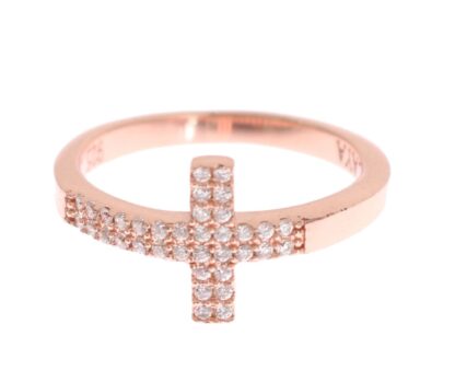 Nialaya - Elegant Pink Crystal Encrusted Silver Ring