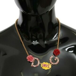 Dolce & Gabbana - Elegant Gold Crystal Floral Charm Necklace