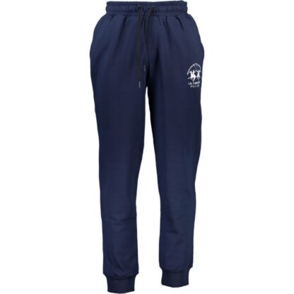 La Martina - Blue Cotton Blend Sweatpants with Logo Detail