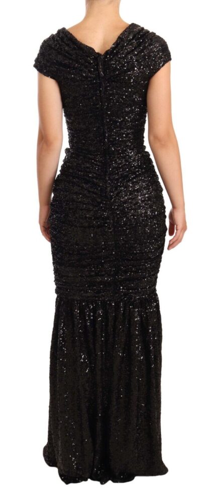 Dolce & Gabbana - Elegant Black Sequined Open Shoulder Gown