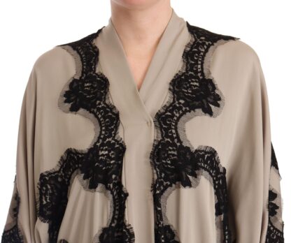 Dolce & Gabbana - Elegant Beige Embroidered Lace Kaftan Dress