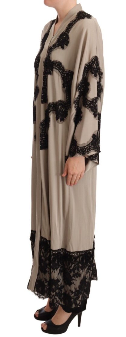 Dolce & Gabbana - Elegant Beige Embroidered Lace Kaftan Dress