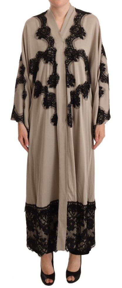 Dolce & Gabbana - Elegant Beige Embroidered Lace Kaftan Dress