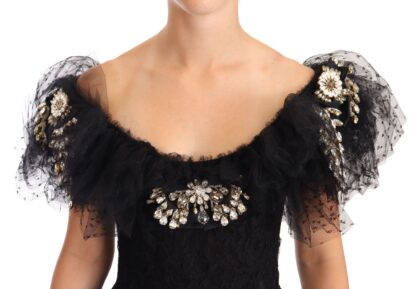 Dolce & Gabbana - Crystal Embellished Black Ball Gown Dress