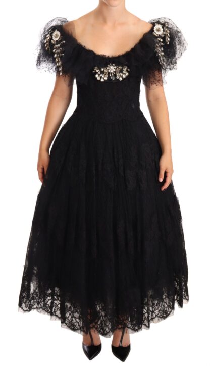 Dolce & Gabbana - Crystal Embellished Black Ball Gown Dress