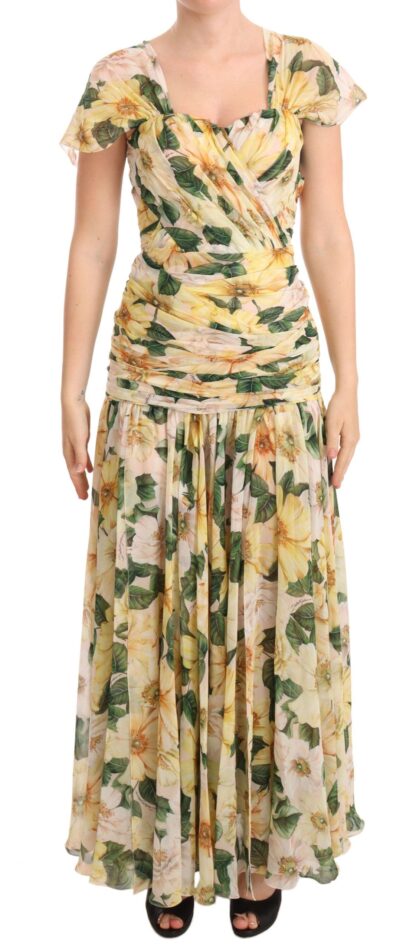 Dolce & Gabbana - Floral Elegance Silk Pleated Maxi Dress