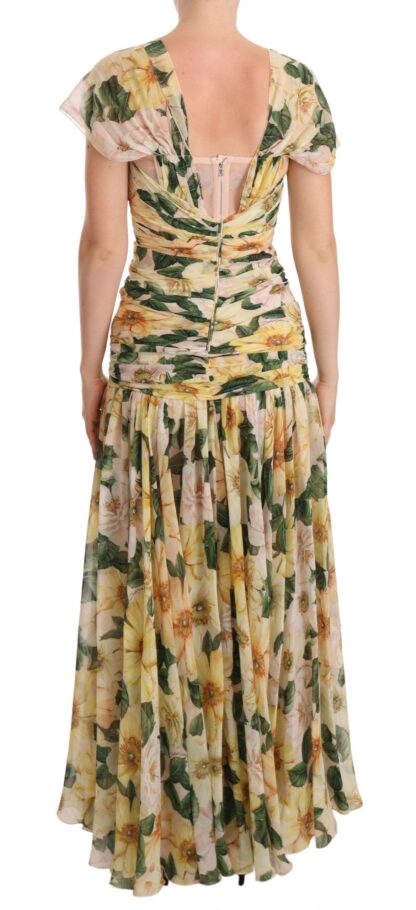 Dolce & Gabbana - Floral Elegance Silk Pleated Maxi Dress