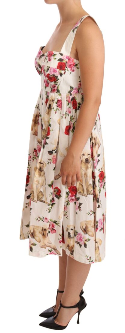 Dolce & Gabbana - Elegant White Floral Midi Pleated Dress