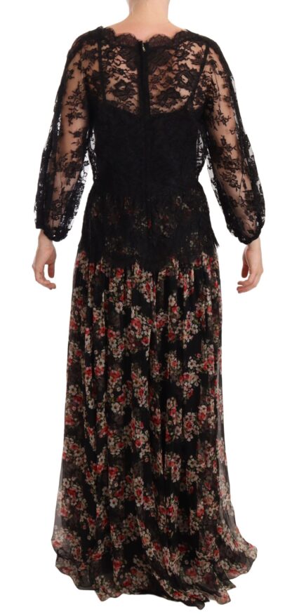 Dolce & Gabbana - Elegant Lace Floral Maxi Dress with Polka Dots