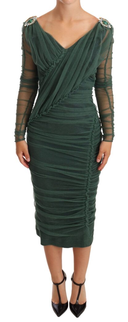 Dolce & Gabbana - Emerald Elegance Bodycon Midi Dress