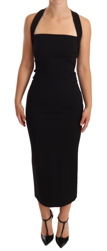 Dolce & Gabbana - Elegant Black Sheath Halter Dress