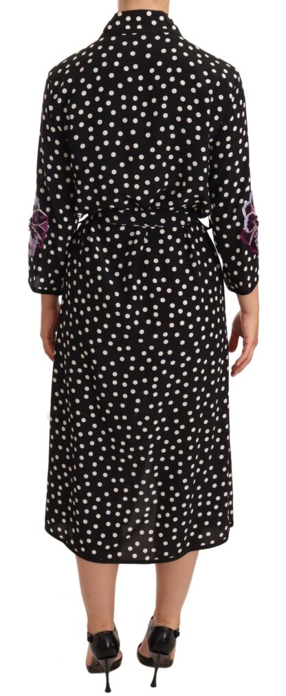 Dolce & Gabbana - Elegant Silk Polka Dot Sequin Midi Dress