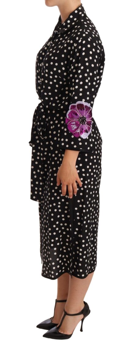 Dolce & Gabbana - Elegant Silk Polka Dot Sequin Midi Dress