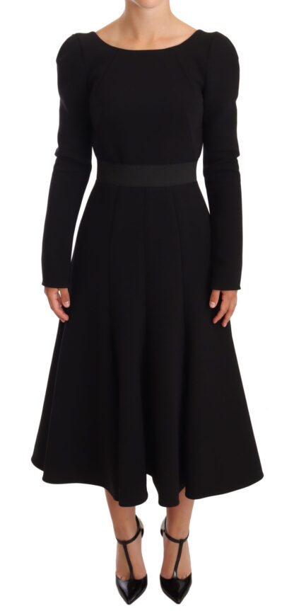 Dolce & Gabbana - Elegant Black Stretch Sheath Mid-Calf Dress