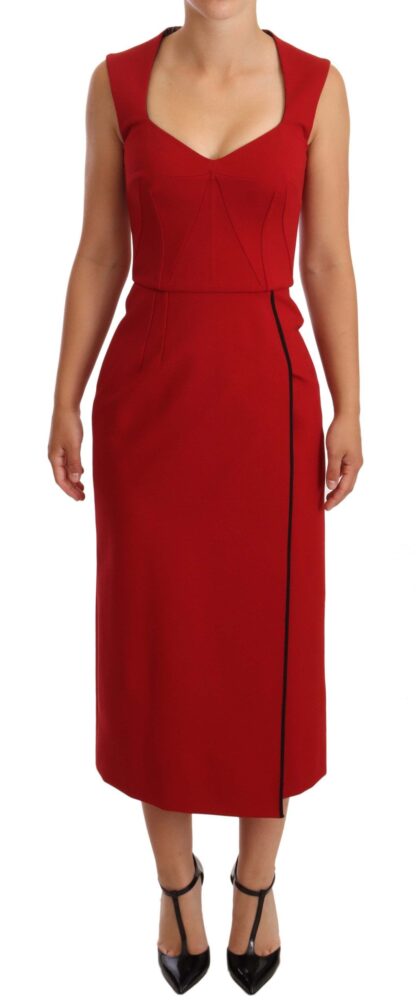 Dolce & Gabbana - Elegant Sweetheart Midi Dress in Red