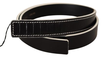 Costume National - Chic Black Leather Fashion Belt with White Accents