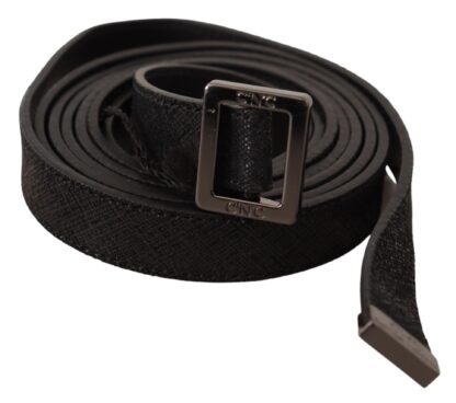 Costume National - Chic Black Leather Fashion Belt with Metal Buckle