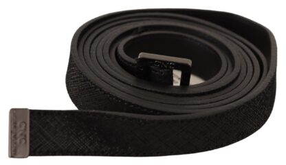 Costume National - Chic Black Leather Fashion Belt with Metal Buckle