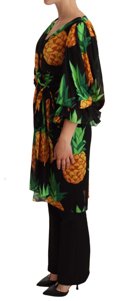 Dolce & Gabbana - Vibrant Pineapple Draped Wrap Dress