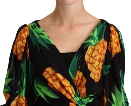 Dolce & Gabbana - Vibrant Pineapple Draped Wrap Dress