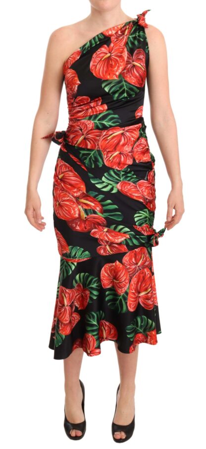 Dolce & Gabbana - Elegant Floral Silk Draped Dress