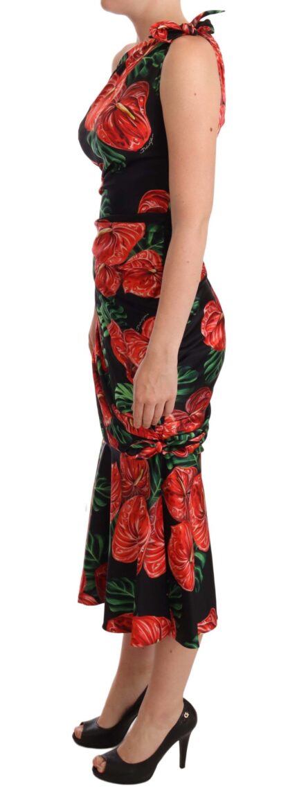 Dolce & Gabbana - Elegant Floral Silk Draped Dress