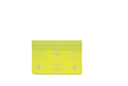 MCM - Spectrum Diamond Mini Neon Yellow Visetos Leather Card Case Holder Wallet