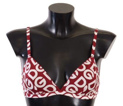 Dolce & Gabbana - Red Cotton Logo Printed Designer Bra