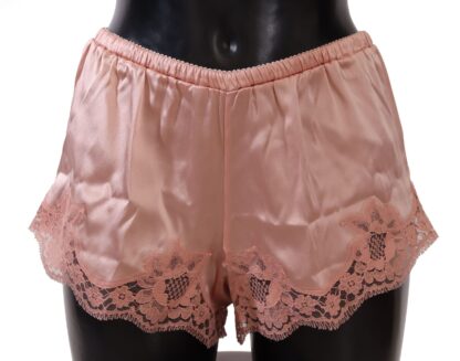 Dolce & Gabbana - Elegant Powder Pink Silk Lace Lingerie Shorts