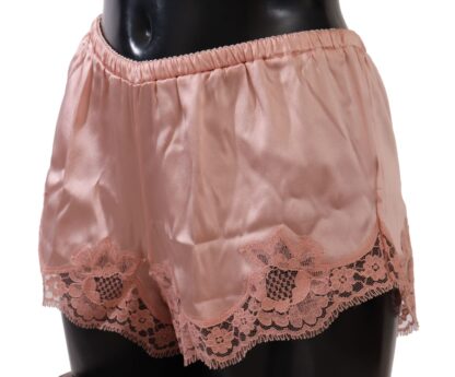 Dolce & Gabbana - Elegant Powder Pink Silk Lace Lingerie Shorts