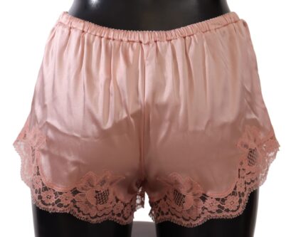 Dolce & Gabbana - Elegant Powder Pink Silk Lace Lingerie Shorts