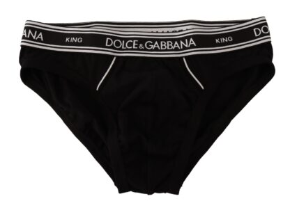 Dolce & Gabbana - Sleek Black Striped Waistband Designer Briefs