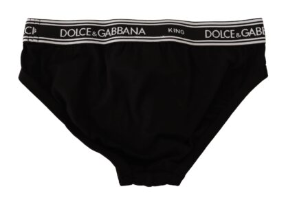 Dolce & Gabbana - Sleek Black Striped Waistband Designer Briefs