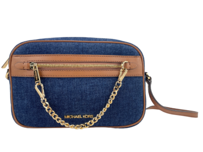 Michael Kors - Jet Set Large East West Indigo Denim Zip Chain Crossbody Bag Purse