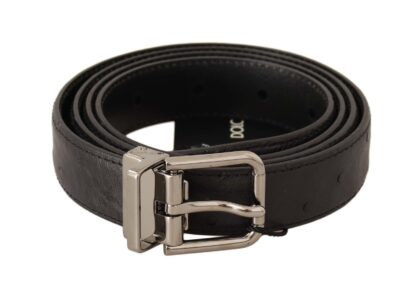 Dolce & Gabbana - Elegant Black Leather Belt with Silver Buckle