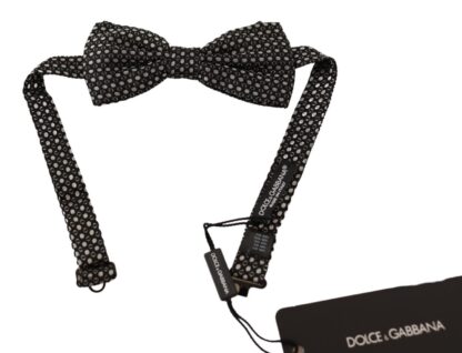 Dolce & Gabbana - Elegant Silk Black Bow Tie with Metal Clasp Detail