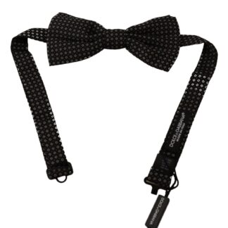 Dolce & Gabbana - Elegant Silk Black Bow Tie with Metal Clasp Detail