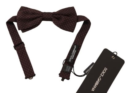 Dolce & Gabbana - Elegant Brown Dot Pattern Silk Bow Tie