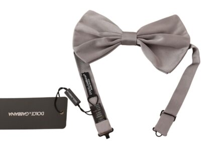 Dolce & Gabbana - Elegant Silver Grey Silk Bow Tie