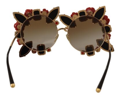 Dolce & Gabbana - Elegant Round Metal Sunglasses with Rose Detail