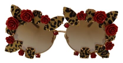 Dolce & Gabbana - Elegant Round Metal Sunglasses with Rose Detail