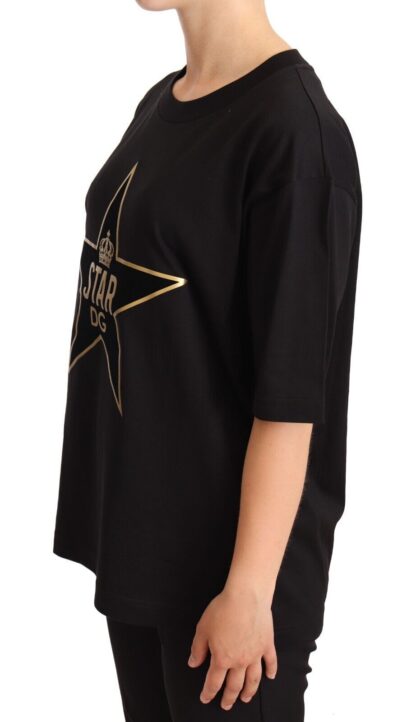 Dolce & Gabbana - Glamorous Black Gold Motif Cotton Tee