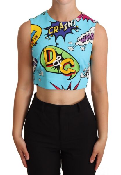 Dolce & Gabbana - Chic Cartoon Print Cropped Sleeveless Top