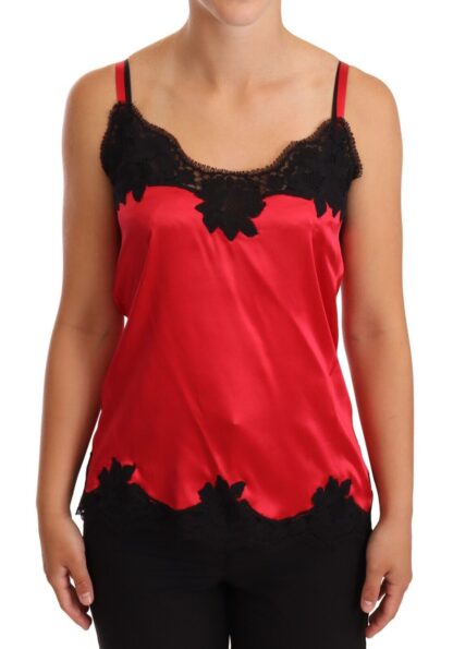 Dolce & Gabbana - Silk Blend Lace-Trim Camisole in Red & Black