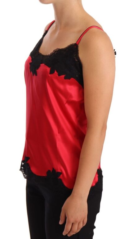 Dolce & Gabbana - Silk Blend Lace-Trim Camisole in Red & Black