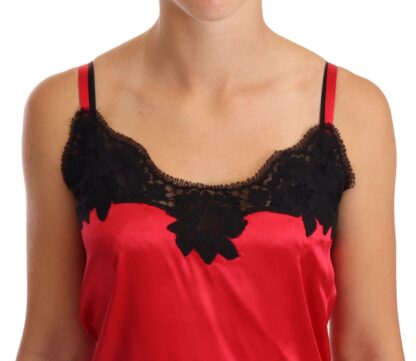 Dolce & Gabbana - Silk Blend Lace-Trim Camisole in Red & Black